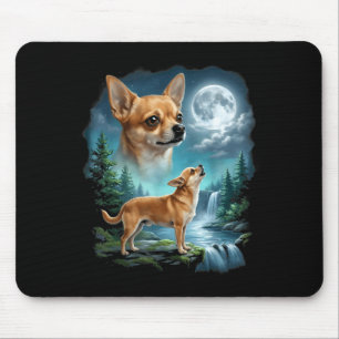 Chihuahua dog moonlit night art chihuahua howling mouse mat