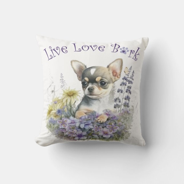 Chihuahua Dog Mum Floral Cushion (Front)