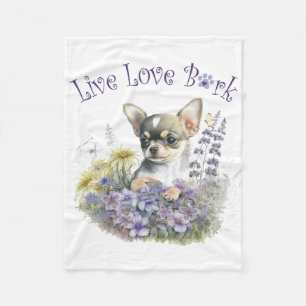 Chihuahua Dog Mum Floral Fleece Blanket