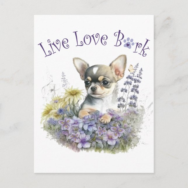 Chihuahua Dog Mum Floral Postcard (Front)