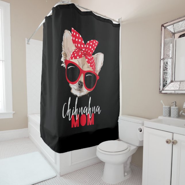 Chihuahua Dog Mum Sunglasses Cute Dog Gift Shower Curtain (In Situ)