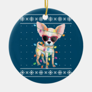 Chihuahua Dog Mum Women Christmas Ugly Sweater Ceramic Tree Decoration