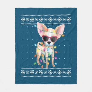 Chihuahua Dog Mum Women Christmas Ugly Sweater Fleece Blanket