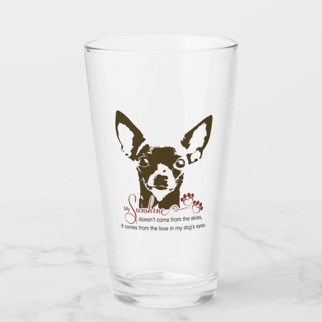 Chihuahua Dog My Sunshine Glass (Front)