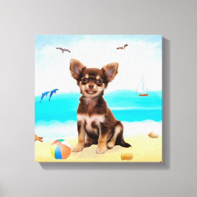 Chihuahua Dog on Beach Canvas Print (Front)