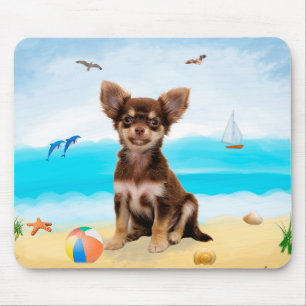 Chihuahua Dog on Beach Mouse Mat