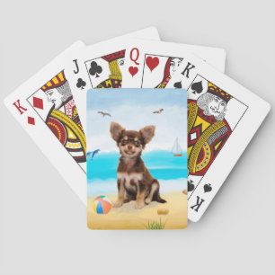 Chihuahua Dog on Beach Playing Cards