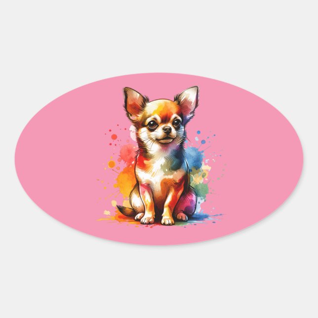 Chihuahua Dog Oval Sticker (Front)
