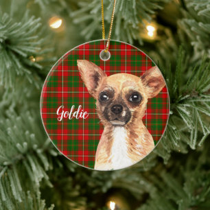 Chihuahua Dog Personalised Ceramic Tree Decoration