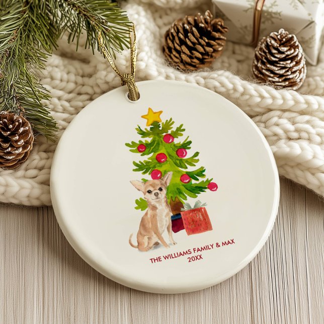 Chihuahua Dog Personalised Christmas Ceramic Tree Decoration (Creator Uploaded)