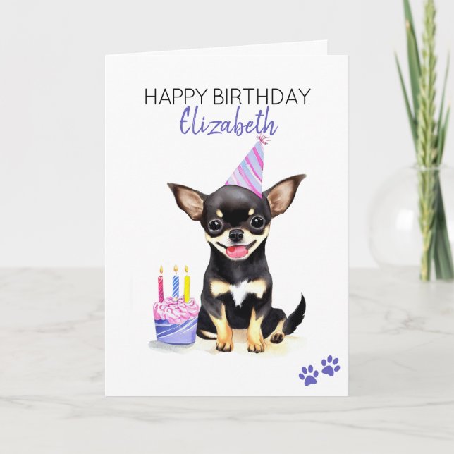 Chihuahua Dog Personalised Happy Birthday  Card (Front)