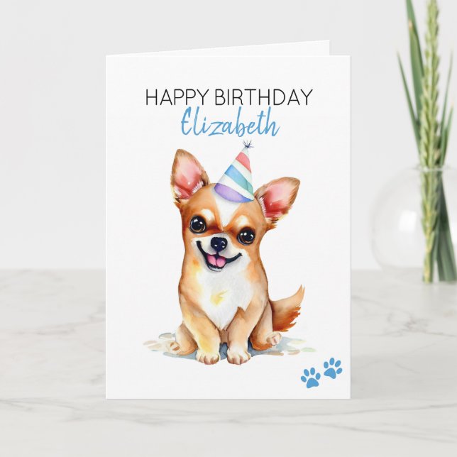 Chihuahua Dog Personalised Happy Birthday  Card (Front)