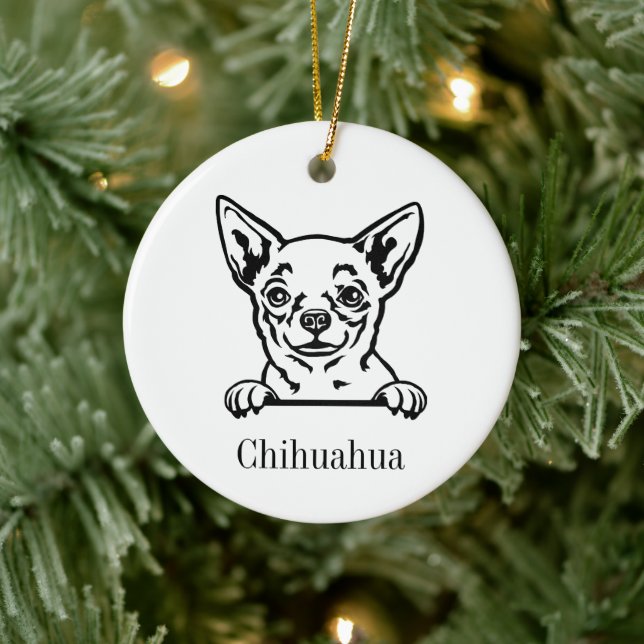 Chihuahua dog Personalised Pet Ornament, Custom Do Ceramic Tree Decoration (Tree)