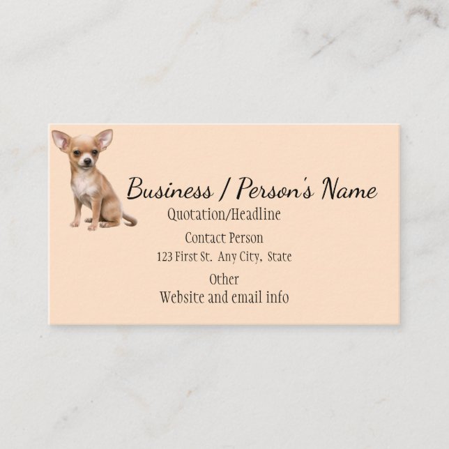 Chihuahua Dog Pet Animal Logo Animal Custom Busine Business Card (Front)