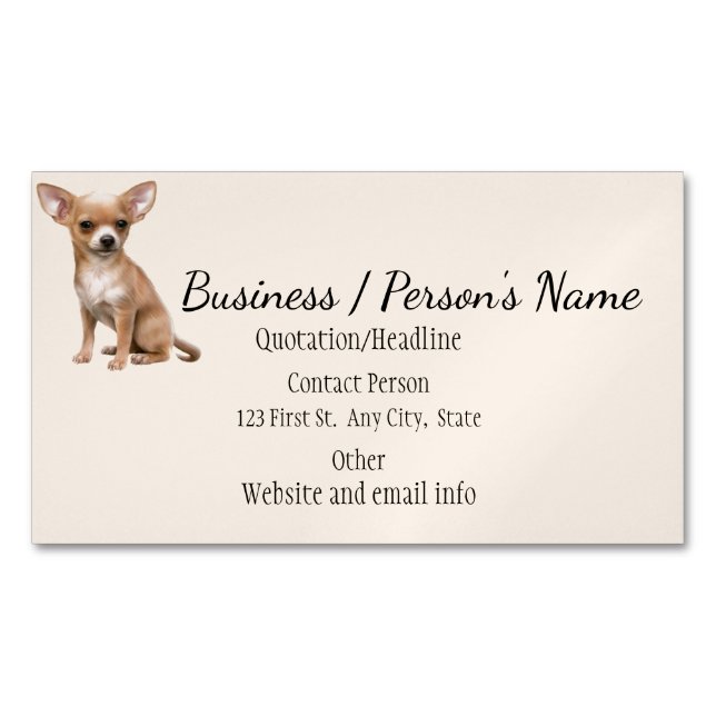 Chihuahua Dog Pet Animal Logo Animal Custom Magnetic Business Card (Front)