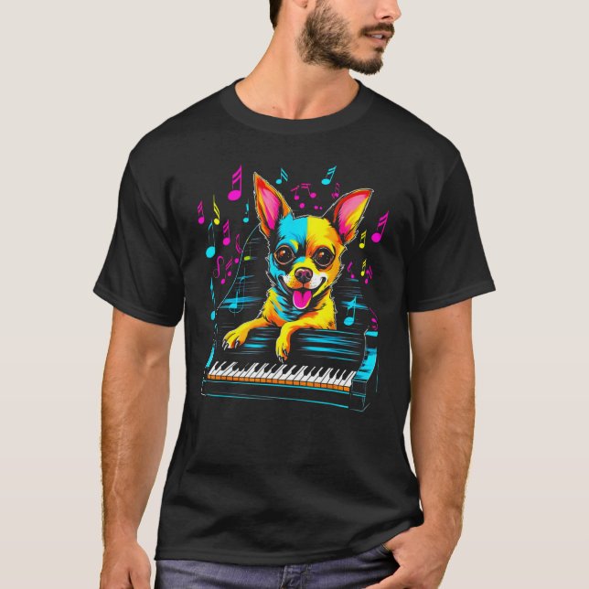 Chihuahua Dog Piano T-Shirt (Front)