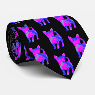 Chihuahua Dog Pink Silhouette Black Neck Tie