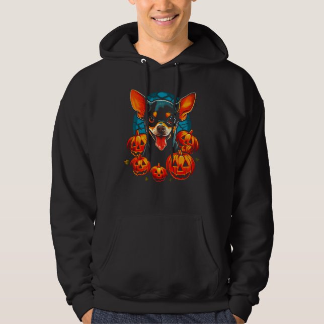 Chihuahua Dog Pumpkin Halloween Hoodie (Front)