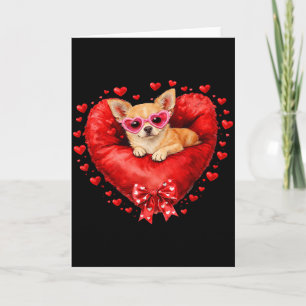 Chihuahua Dog Red Balloon Heart Valentine Love Cut Card
