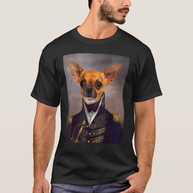 Chihuahua Dog Renaissance Pet Portrait Mediaeval P T-Shirt (Front)