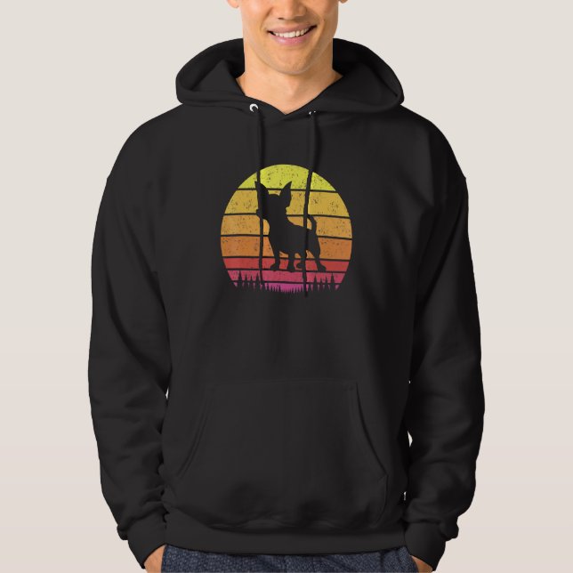 Chihuahua Dog Retro Vintage Silhouette Breed Hoodie (Front)