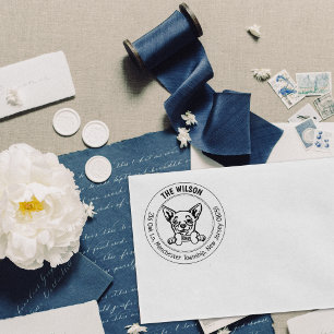 Chihuahua Dog Return Address Family Rubber Stamp