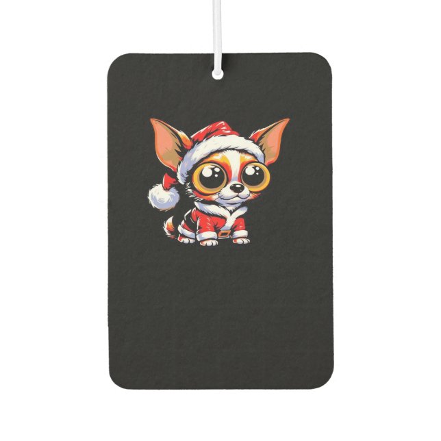 Chihuahua Dog Santa Classic T-Shirt Car Air Freshener (Front)