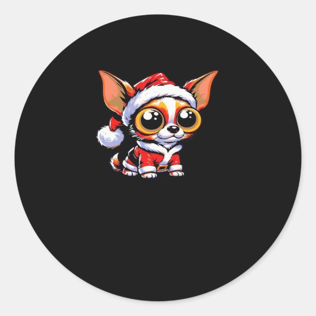 Chihuahua Dog Santa Classic T-Shirt Classic Round Sticker (Front)