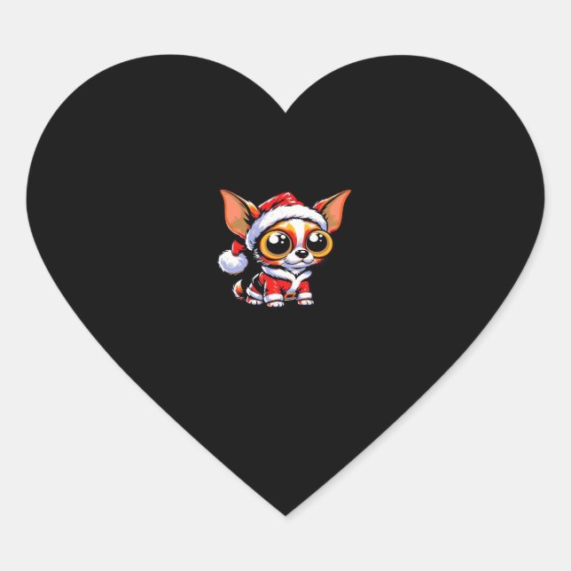 Chihuahua Dog Santa Classic T-Shirt Heart Sticker (Front)