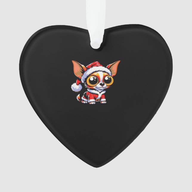 Chihuahua Dog Santa Classic T-Shirt Ornament (Front)