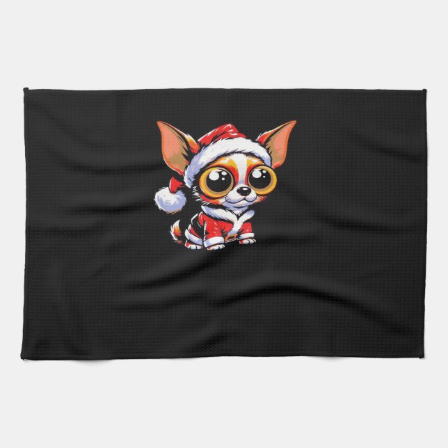 Chihuahua Dog Santa Classic T-Shirt Tea Towel (Horizontal)