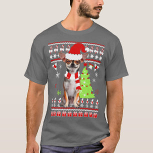 Chihuahua Dog Santa Hat Funny Ugly Christmas Sweat T-Shirt