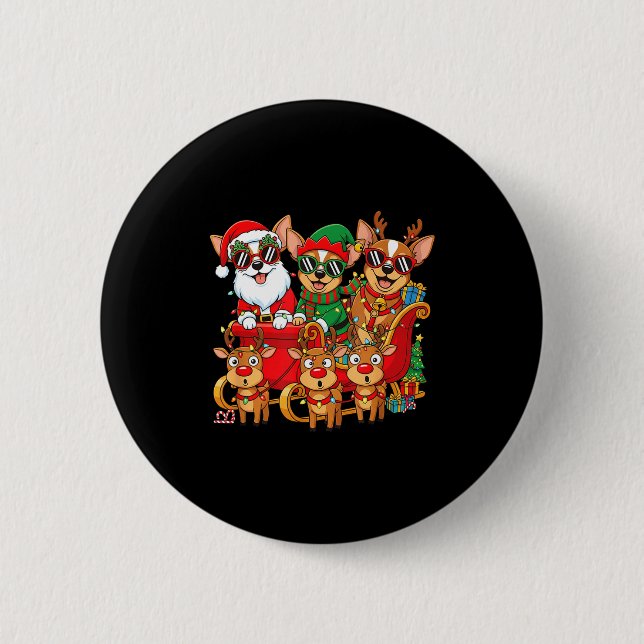 Chihuahua Dog Santa Reindeer Elf Christmas Womens  6 Cm Round Badge (Front)