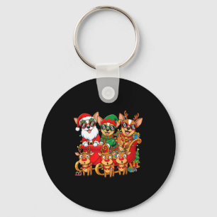Chihuahua Dog Santa Reindeer Elf Christmas Womens  Key Ring