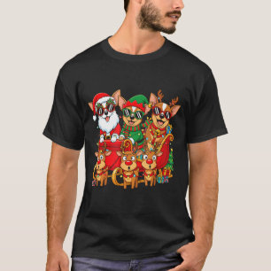 Chihuahua Dog Santa Reindeer Elf Christmas Womens T-Shirt
