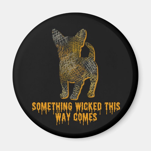 Chihuahua Dog Silhouette Fun Halloween Magnet (Front)