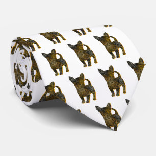 Chihuahua Dog Silhouette Halloween White Neck Tie