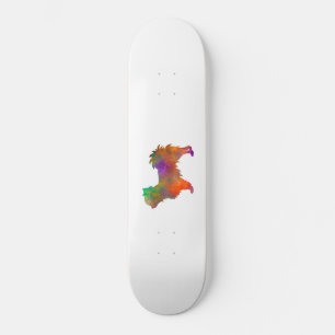 Chihuahua dog silhouette in watercolor skateboard