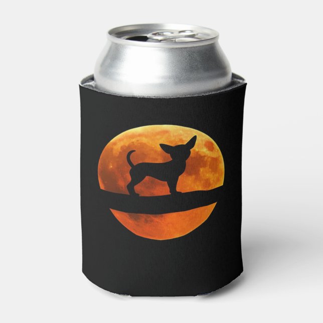 Chihuahua Dog Silhouette Moon chiwawa lover Classi Can Cooler (Can Front)
