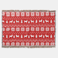Chihuahua Dog Silhouettes Christmas Pattern Red
