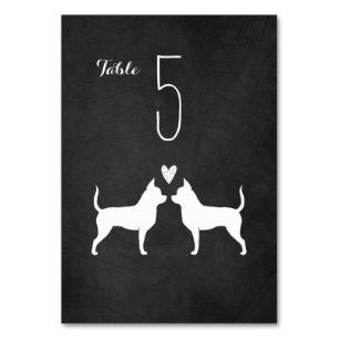 Chihuahua Dog Silhouettes Wedding Reception Table Number