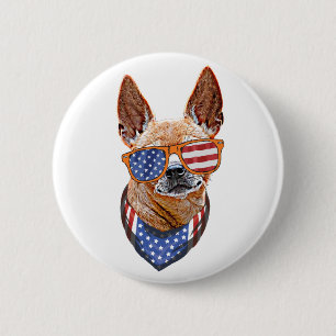 Chihuahua Dog USA American Independence 4th July 6 Cm Round Badge
