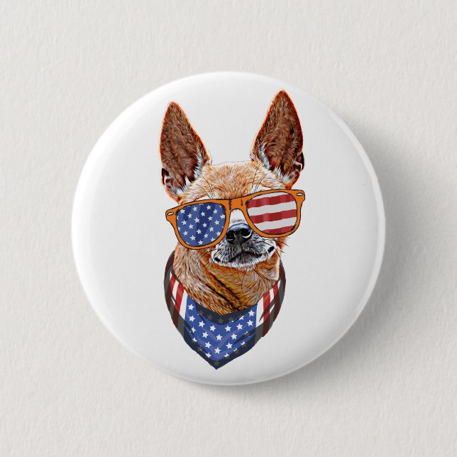 Chihuahua Dog USA American Independence 4th July 6 Cm Round Badge (Front)