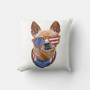 Chihuahua Dog USA American Independence 4th July Cushion