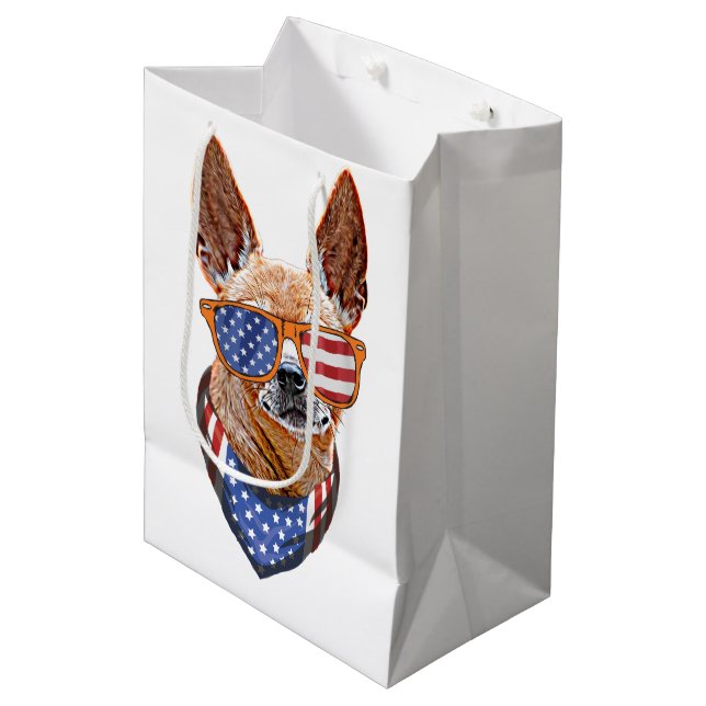 Chihuahua Dog USA American Independence 4th July Medium Gift Bag (Front Angled)