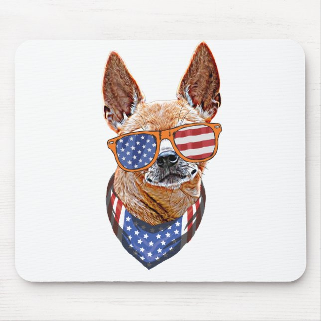 Chihuahua Dog USA American Independence 4th July Mouse Mat (Front)