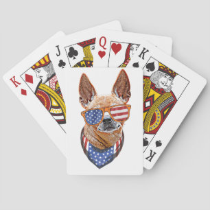 Chihuahua Dog USA American Independence 4th July Playing Cards