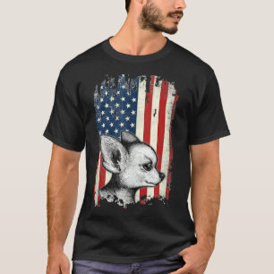 Chihuahua Dog Usa Flag Patriotic 4th Of July T-Shirt