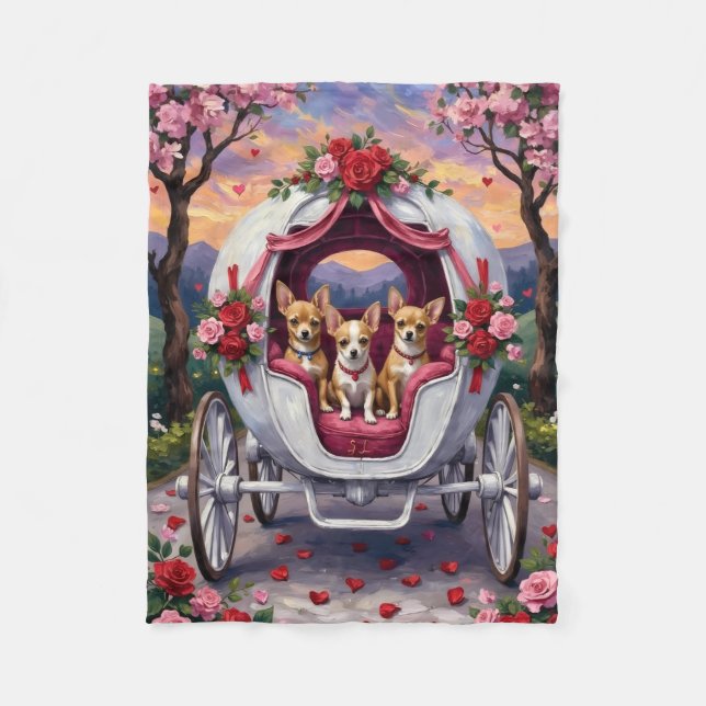 Chihuahua Dog Valentine's Day Fleece Blanket (Front)