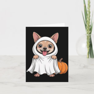 Chihuahua Dog Wearing A White Ghost Costume Dog Card